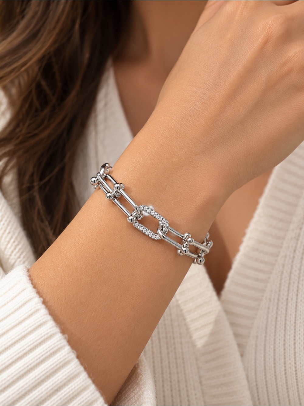 Silver Crystal Link Bracelet